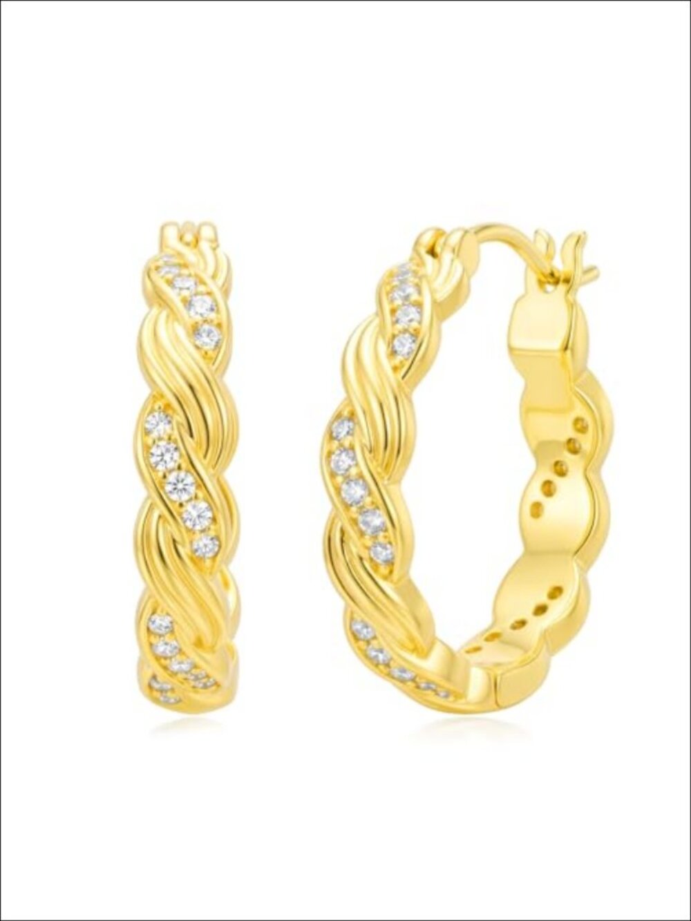 14K Gold Plated Twisted Hoop Earrings Hypoallergenic Lightweight Huggie Earrings
